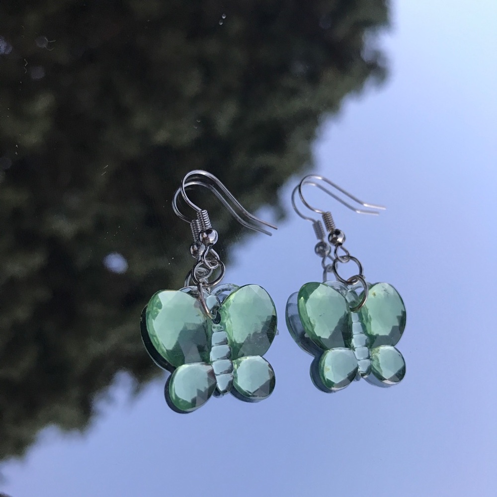 Y2k green butterfly earrings